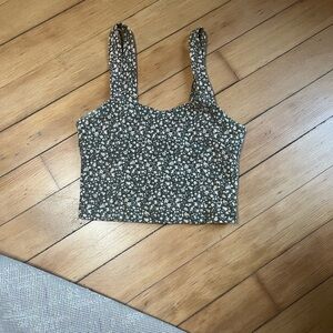Brandy Melville Floral Black and White Crop Top